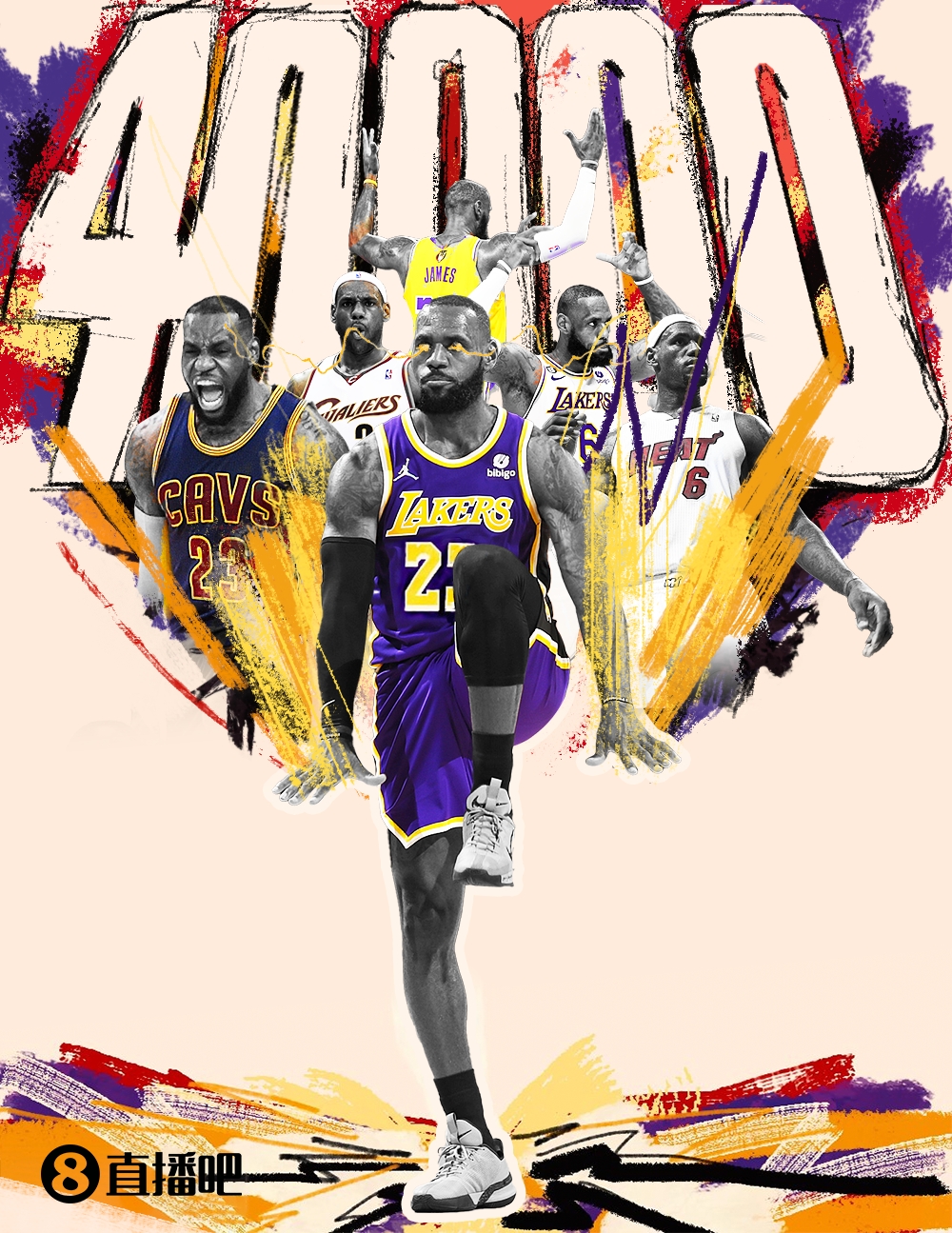 去年今日:詹姆斯生涯总得分突破40000分 NBA历史首人